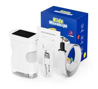Wswqop Microscopio Digitale per Bambini Microscopio Didattico Portatile Strumento per Scoperte Fotocamera 2MP 1000x Display 2pollici con 8 Led Focus Manuale, Bianco