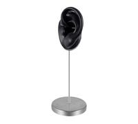 Wswqop Modello di Orecchio in Silicone, Espositore per Gioielli, Supporto Riutilizzabile in Acciaio Inossidabile, Orecchio Perforabile per Esposizione Fotogr, Sinistra Nera