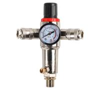 Wswqop Regolatore di Pressione con Filtro per Compressore Manometro Separatore Umidità Attacchi Rapidi Doppio Controllo Uscita E Riduzione Acqua Adatto a Officina Garage Verniciatura Gonfiaggio , 3/8