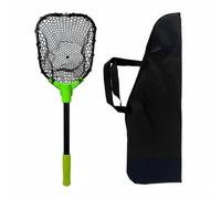 Wswqop Rete da Sbarco Pieghevole con Manico Regolabile in Alluminio E Reticolo in Silicone Che Protegge il Pesce per La Pesca Sportiva da Banchina