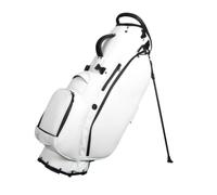 Wswqop Sacca da Golf Borsone Porta Mazze Portatile Carrello con Cavalletto Impermeabile in Pelle PU Capiente con 5 Scomparti Imbottiti Tasche Organizzate, Pelle Bianca