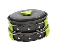 Wswqop Set da Cucina per Campeggio con Borsa per Il Trasporto Inclusa, Pentola Portatile, Padella, Ideale per Cucinare sul Fuoco, per Picnic, Trekking E Altr, Verde