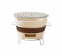 Wswqop Stufa Bbq da Esterno Scaldino Braciere Grill Bruciatore per Bevande Calde con Piastra a Acciaio E Base Stabile Compatibile con Carbonelle Legna E, Mini