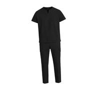 Wswqop Uniforme Scrub Da Infermiere Set Completo Maglia E Pantaloni Uomo Tessuto Morbido Elasticizzato con Girovita Regolabile Lavabile in Lavatrice Adatto P, Nero, Xxl
