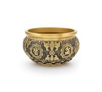 Wswqop Vassoio Decorativo in Ottone Coppa Ciotola Piatto Centrotavola con Incisioni Cinesi E Figura di Rana Tridimensionale, 5 Rospo D Oro retrò Otto Benedizioni Vaso del Tesoro