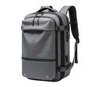 Wswqop Zaino da Viaggio Compressibile Uomo con Organizzazione Interna Tasca per Computer Portatile Sezione a Compressione Volume 56 75L Poliestere E TPU, Grigio, Grigio, 19 Pollici