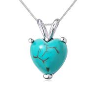 WSX Ciondolo a forma di cuore con vero turchese da donna, in argento sterling 925, delicato ciondolo dell'amore per la moglie