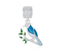 WSX Ciondolo a forma di uccello blu, in argento Sterling 925, adatto per braccialetto di serpente "Il nostro amore non muore mai", regalo per donne e mamme