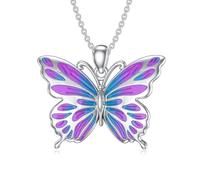 WSX Collana a farfalla da donna: ciondolo a farfalla viola in argento sterling 925, regalo per la festa della mamma