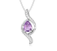 WSX Collana con ametista a goccia in argento Sterling 925, da donna, con ciondolo a forma di infinito, pietra naturale, regalo per mamma, Natale, compleanno, Argento sterling, Ametista
