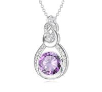 WSX Collana con ametista a goccia in argento Sterling 925, da donna, con ciondolo a forma di infinito, pietra naturale, regalo per mamma, Natale, compleanno, Argento sterling, Ametista