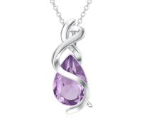 WSX Collana con ametista a goccia in argento Sterling 925, da donna, con ciondolo a forma di infinito, pietra naturale, regalo per mamma, Natale, compleanno, Argento sterling, Ametista Zirconia cubica