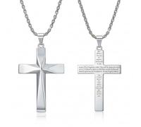 WSX Collana con croce in argento sterling 925, per uomini e donne, con catena 20/22/24+2, obliqua, altamente lucidata, regalo per la festa del papà, compleanno, anniversario