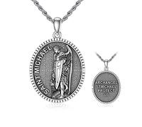 WSX Collana di San Michele in argento Sterling per uomini e donne San Michele ciondolo medaglia collana talismano arcangelo proteggere noi gioielli regalo per la festa del papà marito amico polizia