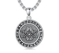 WSX Collana vichinga in argento Sterling per uomo e donna, con ciondolo a forma di lupo/martello di Thor/Vegvisir/albero della vita/corvo Odino/bussola, amuleto, gioiello vichingo norreno, Argento
