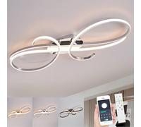 WSXEDC Moderna Plafoniera A LED, Lampada Da Soffitto Dimmerabile Con Telecomando Per Il Soggiorno, La Camera Da Letto, La Sala Da Pranzo E I Corridoi 80cm Cromo