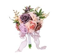 Wsymxuo Bouquet Da Sposa con Rose Artificiali Da 29 Cm, Ideale per Il Lancio Della Sposa E per Le Foto, Rosa Viola
