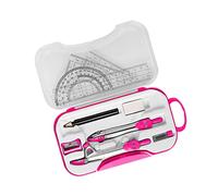 Wsymxuo Kit di Geometria Matematica, Strumento di Precisione per La Geometria Che Include Righello, Squadre, Gomma, Matita, Ricariche, Matita per Disegno, ROSA