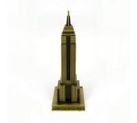 Wsymxuo Modello Grattacielo Miniatura Statua Edificio Scultura Metallo Decorazione Lega Finitura Anticata Dettagli Facciata Incisione Manhattan Base a Gradini, 22 Cm