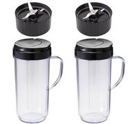 WSYOLODY - Set di 2 tazze per frullatore Magic Bullet Blender, 2 tazze alte da 623,7 g con coperchio a ribalta e 4 alette a lama incrociata, set di tazze di ricambio compatibili con Magic Bullet 250w