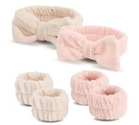 WSYUB Set di fascia e braccialetto per spa, per il lavaggio del viso, per il trucco e la cura della pelle, fasce da polso per lavare il viso, 6 pezzi