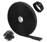 WSZJINB Fascette Fermacavi da 15m x 2cm con 70 Fibbie, Fascette Nere Riutilizzabili, Fascette a Strappo, Cinghie Fermacavi per Cable Management, Organizzatore Cavi, 2cm di Larghezza Nero