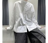 WSZJLN Camicetta da Donna e da Uomo Harajuku Camicia Oversize Scura Abbigliamento Giapponese Top Gotico a Maniche Lunghe BF Moda Streetwear -Bianco-L