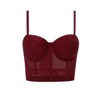 WSZJLN Top Corto Corto con Bellissima Schiena, Top Tubolare e Canotta per Abbigliamento Esterno, Reggiseno a Lisca di Pesce Arricciato in Stile Western per L'Estate - Rosso Vino - M36/80B