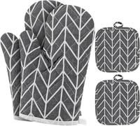 WT Guanti Da Forno Con 2 Cuscinetti Isolanti,Presine Da Cucina Morbida in Cotone