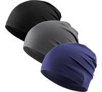 WTACTFUL 3 Pezzi Berretto Sottocasco Estivo Traspirante Leggero Calotta Antisudore Casco Cantiere Tessuto Rinfrescante Corsa Bici Moto Lavoro Cuffia Ciclismo Running Notte Capelli Lunghi Uomo