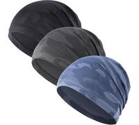 WTACTFUL 3 Pezzi Berretto Sottocasco Estivo Traspirante Leggero Calotta Antisudore Casco Cantiere Tessuto Rinfrescante Corsa Bici Moto Lavoro Cuffia Ciclismo Running Notte Capelli Lunghi Uomo