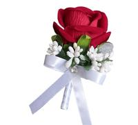 WTAXBH Corsage Matrimonio 1pc Rosa Rossa Polso Corpetto e Fiore all'occhiello for Lo Sposo Sposa testimoni dello Damigelle d'Onore Festa di Nozze Braccialetto da Ballo(Corsage)