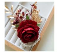 WTAXBH Corsage Matrimonio Corsage da Polso Cremisi e Fiore all'occhiello for la Sposa, Damigella d'Onore, Matrimonio for Gli Uomini, Sposo, testimone dello(1PC Wrist Corsage)