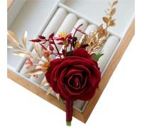 WTAXBH Corsage Matrimonio Corsage da Polso Cremisi e Fiore all'occhiello for la Sposa, Damigella d'Onore, Matrimonio for Gli Uomini, Sposo, testimone dello(1PC Boutonniere)