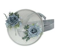 WTAXBH Corsage Matrimonio Set 2 Pezzi Viola Rosa Champagne Corpetto da Polso Sposa e Fiore all'occhiello for la, Damigella d'Onore, Uomo, Sposo(Blue-2Pcs Set)