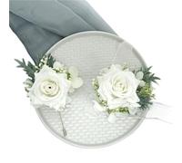 WTAXBH Corsage Matrimonio Set 2 Pezzi Viola Rosa Champagne Corpetto da Polso Sposa e Fiore all'occhiello for la, Damigella d'Onore, Uomo, Sposo(White-2Pcs Set)