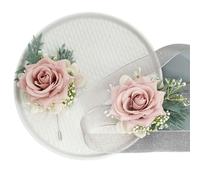 WTAXBH Corsage Matrimonio Set 2 Pezzi Viola Rosa Champagne Corpetto da Polso Sposa e Fiore all'occhiello for la, Damigella d'Onore, Uomo, Sposo(Bean Paste-2Pcs Set)
