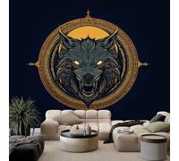 WTD - Carta da parati con immagine di testa di lupo arrabbiato, 300 x 210 cm, colore nero, in tessuto non tessuto, stampa moderna, per camera da letto, soggiorno, decorazione per la casa