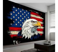 WTD - Carta da parati fotografica, 200 x 140 cm (larghezza x altezza), motivo: anime Uhu, bandiera americana, panoramica, resistente ai raggi UV, moderna decorazione da parete in tessuto non tessuto