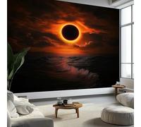 WTD - Carta da parati fotografica con immagine di eclissi solare e cielo, 450 x 315 cm (larghezza x altezza), per cameretta dei bambini, colore nero, poster artistico, decorazione da parete per camera