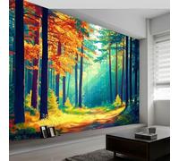 WTD - Carta da parati fotografica con paesaggio naturale della foresta autunnale, poster multicolore, 350 x 256 cm (LxA), stampa artistica di alta qualità, per soggiorno, camera da letto e sala da