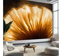WTD - Carta da parati fotografica in tessuto non tessuto con immagine di fungo ostrica, 400 x 280 cm, colore giallo, stampa moderna per camera da letto, soggiorno, decorazione per la casa