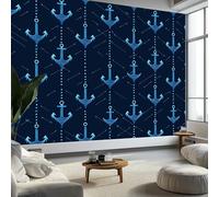 WTD - Carta da parati fotografica minimalista con texture geometrica nautica, 350 x 256 cm (larghezza x altezza), in tessuto non tessuto, decorazione da parete per studio, soggiorno, ristorante, caffè