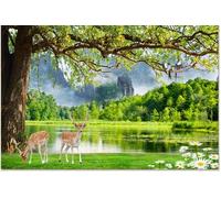 WTD - Carta da parati tridimensionale, motivo: paesaggio della foresta naturale, per camera da letto, soggiorno, TV, divano, adesivo da parete 3D