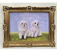 WTD - Quadro con immagine di cani barocco, 90 x 70 cm, con cornice per il soggiorno, con cornice