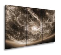 WTD - Stampa su tela con galassia luminosa vortice attraverso il buio, formato: 120 x 80 cm (3 pezzi) effetto: stampa artistica su telaio, decorazione da parete o soggiorno