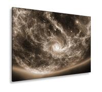 WTD - Stampa su tela con galassia luminosa vortice attraverso il buio, formato: 120 x 80 cm, effetto seppia XXL, stampa artistica su telaio, decorazione da parete e soggiorno