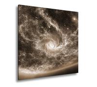 WTD - Stampa su tela con galassia luminosa vortice attraverso il buio, formato 60 x 60 cm, effetto seppia XXL, stampa artistica su telaio, decorazione da parete e soggiorno