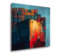 WTD - Stampa su tela con immagine di merci sotto la pioggia brilla alla luce come un gigante in metallo, formato XXL, 70 x 70 cm, immagine su telaio, decorazione da parete o soggiorno