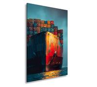 WTD - Stampa su tela con immagine di merci sotto la pioggia brilla alla luce come un gigante in metallo, formato XXL, 80 x 60 cm